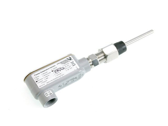 Immersion Temperature Sensor, Service Entry Body Enclosure, 10K-3 Thermistor - High Accuracy, Resistance Output, 7" Stainless Steel Probe, 6" Thermowell Included, 5 Year Warranty