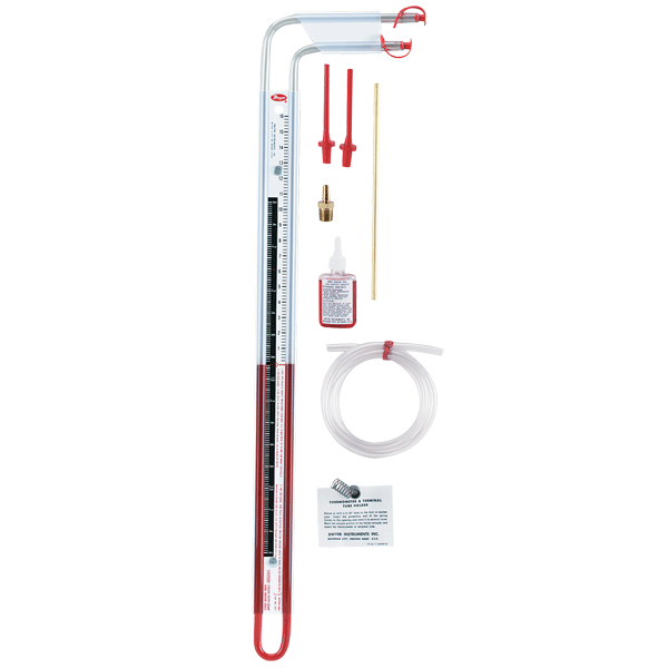 Manómetro inclinado en U de doble rango, 0-400 mm vertical, -5-0-70 inclinado.