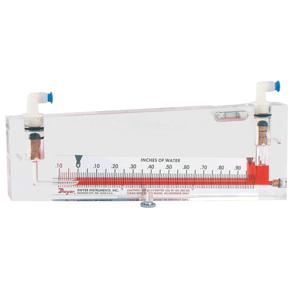 Medidor de filtro de aire inclinado, rango de 0.10-0-1.0" columna de agua, escala inclinada de 8",