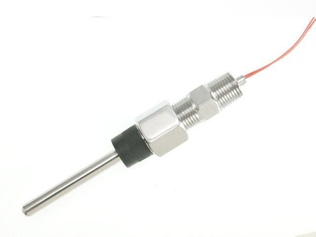 Immersion Temperature Sensor, Threaded NPT, 100 Ohm Platinum RTD, Resistance Output, 3.5" Stainless Steel Probe, 2.5" Thermowell Included, 2-Point Calibration, 5 Year Warranty