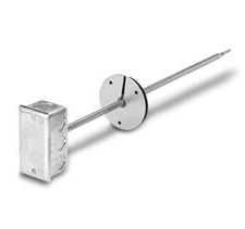 Rigid single point duct sensor with a 100 ohm platinum RTD sensing element. Temperature range is from ?4 to 122 degrees
