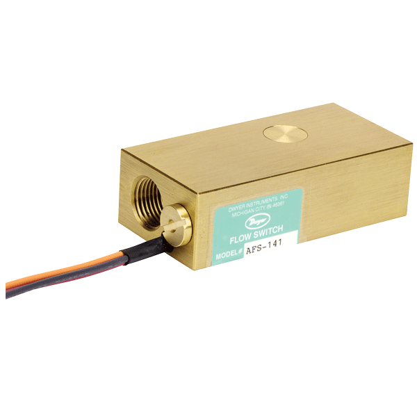 Interruptor de flujo ajustable para gases, 18 AWG, cables de conexión polim€šricos de 24", pistón de latón, gabinete de latón.