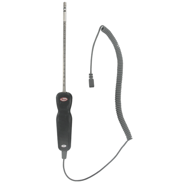 Sonda de velocidad de aire y temperatura con cable enrollado para termoanemómetro, longitud de inserción de 46 cm (18")