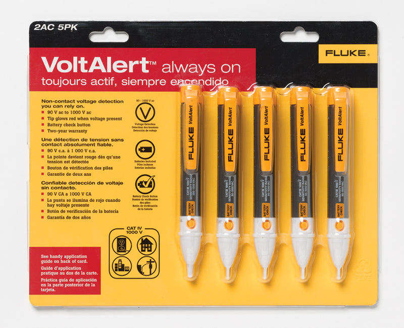 Fluke FLK2AC/90-1000V-5PK Comprobador eléctrico VoltAlert 90 a 1000Vac, paquete de 5 piezas