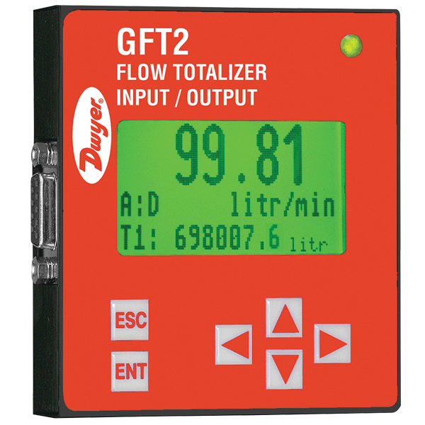 Totalizador de flujo, entrada de 0-5 VCC, RS-232 con kit de montaje A-645 incluido.