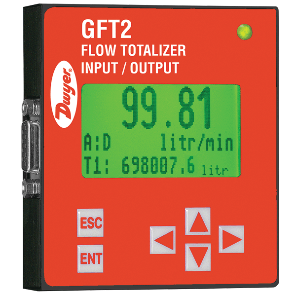 Totalizador de flujo, entrada de 0-5 VCC, RS-485 con kit de montaje A-645 incluido.