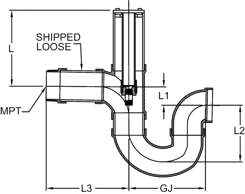 U-Trap Assembly (MPT x S), Size (inch): 3