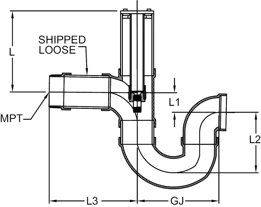 U-Trap Assembly (MPT x S), Size (inch): 3