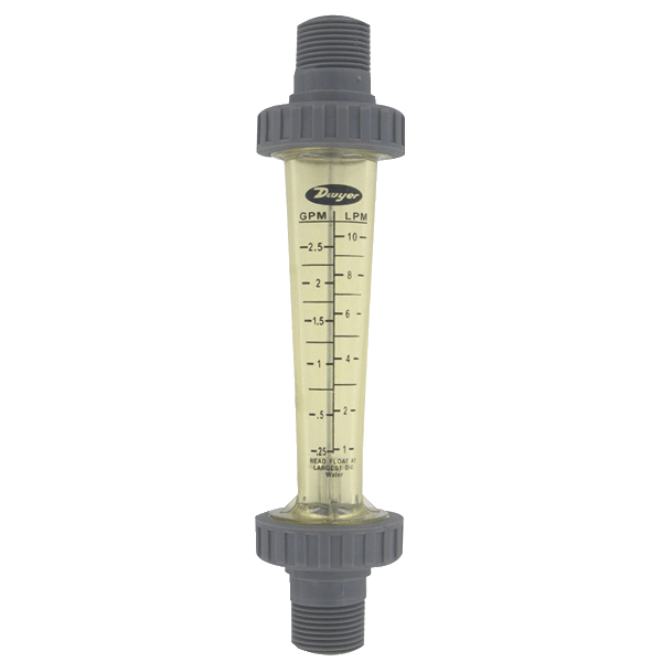 Medidor de flujo de policarbonato, rango de 0.1-1 GPM (0.5-4 LPM) de agua, NPT macho de 1/2", flotador de acero inoxidable 316.