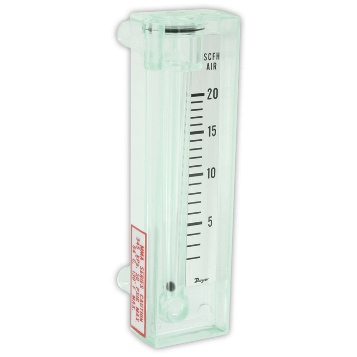 Flowmeter, range .2-1.2 SCFH air, less configurable valve.