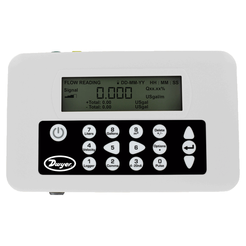 Medidor de flujo ultrasónico port til tipo A/B, tamaño de tubo de 0.5 a 78" (13 mm a 2000 mm), transductores con registrador de datos.