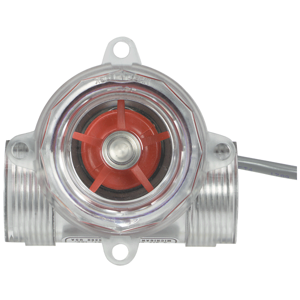 Solo mirilla indicadora de flujo de policarbonato, rango de 2-20 GPM (7.6-75.5 LPM), NPT hembra de 1/2".