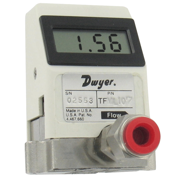Medidor de flujo de turbina para líquidos, rango de 3.2 a 32 GPH (0.2 a 2 LPM), conexión de 1/4" de diámetro externo.