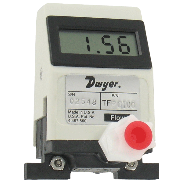 Medidor de flujo de turbina para gases, rango de 0.42 a 2.1 SCFH (0.2 a 1 LPM), conexión de 1/8" de diámetro externo.