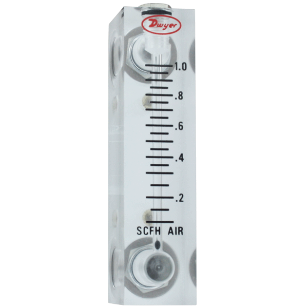 Medidor de flujo, rango de 0.6-5 LPM de aire.