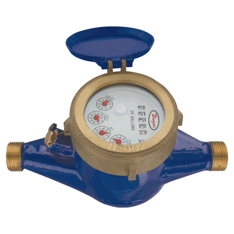 2" brass multi-jet water meter (GPM).