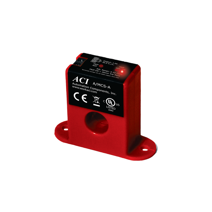 Current Switch, Miniature - Adjustable Trip Point, Solid Core, 0.32 to 150A Range, 0.32 to 150A Trip Point, 1A @ 36 VAC/