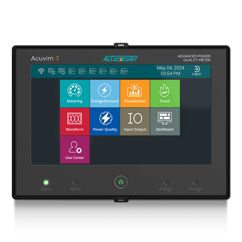 Power Meter, Panel Mount, 16MB Data Logging, 5A/1A CT Output, LCD Display, 100~415Vac 50/60Hz or 100~300Vdc Power Supply
