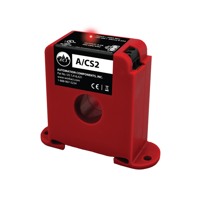 Current Switch, Fixed Trip Point, Solid Core, 0 to 250A Amp Range, 0.25A or Less Trip Point, 0.2A @ 200 VAC/VDC Contact