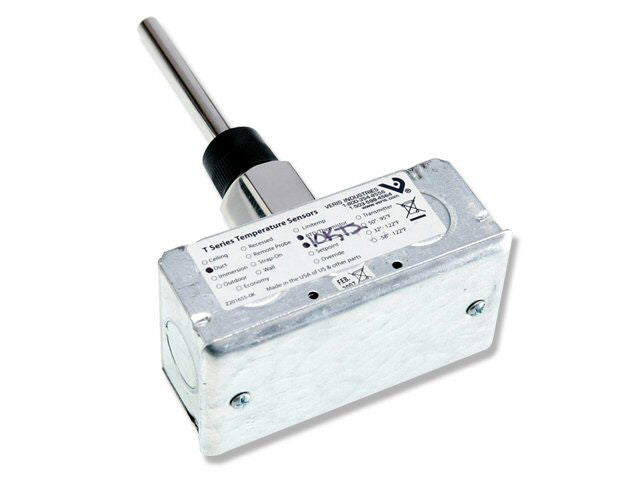 Immersion Temperature Sensor, Duct Enclosure, 3K Thermistor, Resistance Output, 3.5" Stainless Steel Probe, Thermowell Not Included, 5 Year Warranty