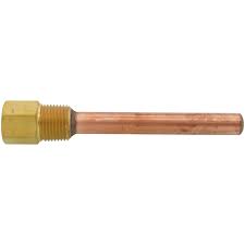 Copper Immersion Well. 3/8 In. Well Assembly With 3 3/4 In. Insertion And Copper 1/2 In. Npt Of Capillary From Exposur
