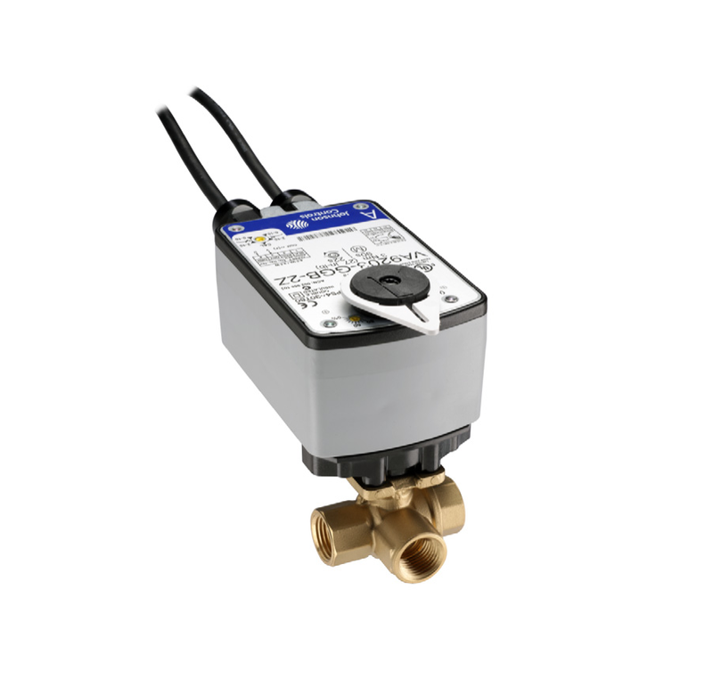 Válvula de Bola Johnson Controls, 3 Vías, 1/2in, Actuador 24Vac, 24Vdc, Control On/Off