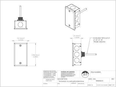Transmitter w/ 100 Ohm RTD, High Temperature Immersion, No Well, 6", Galvanized Enclosure, 2-10VDC Output