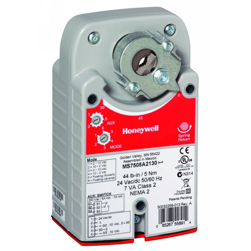 Damper Actuator, Spring Return, 27 Lb-In (3 Nm), 2-10 Vdc, Floating, 3 K-Ohm Ntc, 3 Position Control, 24 Vac/Dc, 50/60