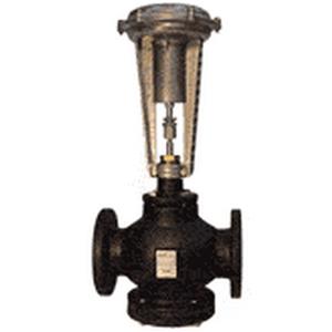 2 1/2" 2-Way Globe Valve, CV 63.0, 3-8 PSI, Normally Open, 8" Pneumatic Actuator, Flange, Bronze Trim, Factory Mounted