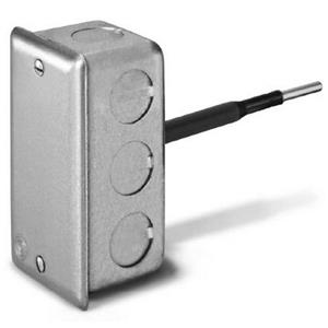 Duct Temperature Sensor, 100K Thermistor, Resistance Output, 4" 304 Stainless Steel Probe, Mounting Flange
