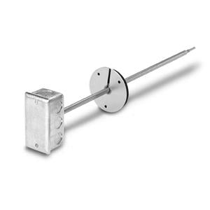 Duct Temperature Sensor, 100 Ohm Platinum RTD w/Transmitter, 4 to 20 mA Output, 18 " Rigid 304 Stainless Steel Probe, Me