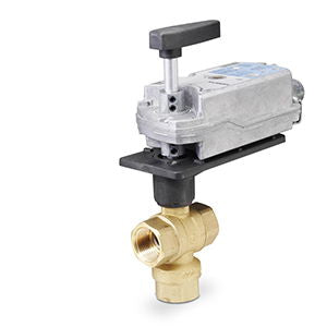 1 1/4" 3-Way Ball Valve -Characterizing Disc, Chilled Water Hot Water Up To 50% Glycol, CV 16, 24 VAC/VDC, On/Off, Spr