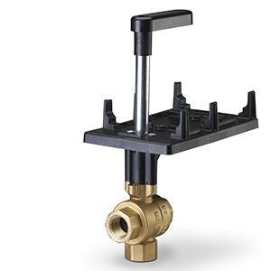 1 1/2" 3-Way Ball Valve, CV 40.0, Female NPT, Stainless Steel Trim, Close-off 200 psi, 35°F to 250°F (2°C to 121°C