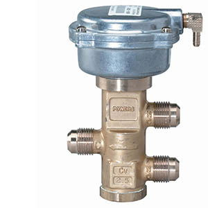 1/2" 3-Way Angle Union Valve, CV 1.5, Normally Open Pneumatic Actuator, 3-8 psi Spring Range