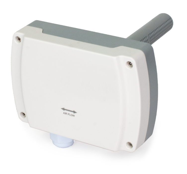 Air Quality Sensor (VOC), Duct Mount, 16..28 VAC/16..35 VDC, 0..1000 ppb TVOC (Isobutene), 4 to 20 mA/Modbus RTU Output,