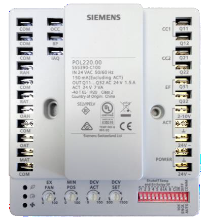 Economizer Controller, Wide Temperature Shut-Off Setpoint Range, Used With Siemens OpenAir Damper Actuators, LED Indicat