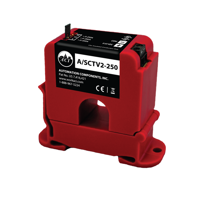 Current Sensor, Split Core, 0 to 100/200/250A Selectable Ranges, Average Measurement, Pure Sinusoidal AC Waveform, 0 to