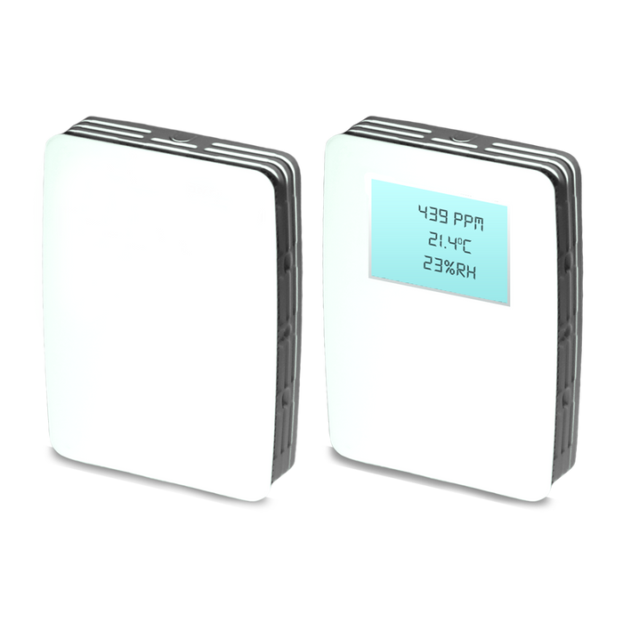 Carbon Dioxide (CO2)/Temperature/Humidity Transmitter, Single Beam NDIR, Wall Mount, 0 to 2000 ppm, 30 ppm +3% Of Readin