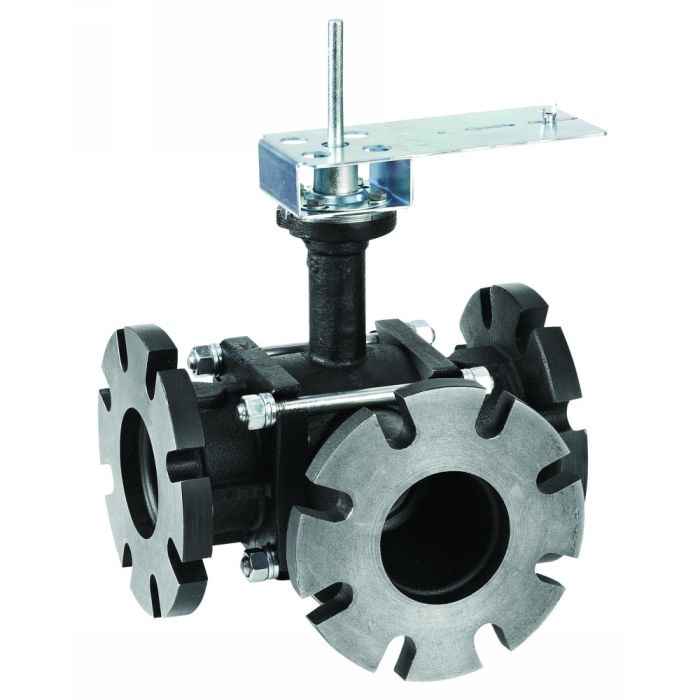 Three-Way Flanged Control Ball Valve With 250 Cv Capacity, No Pre-Assembled Actuator And No Weather Enclosure F Enclos