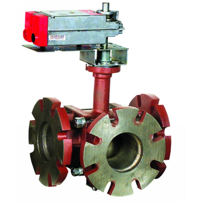 5. Inch, 3-Way Actuated Control Ball Valve, With 144 Cv, Nsr Modulating Actuator, Nema 3R Weatherpro Of Enclosure Adju