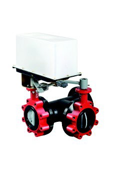 Válvula de Mariposa Johnson Controls, 3 Vías, 2 1/2in, Actuador 24Vac, 24Vdc, Control On/Off, Punto Flotante, 0-10Vdc, 2-10Vdc