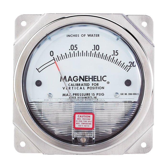 Medidor de presión diferencial, rango de 0-4.0" columna de agua y 0-1.0 kPa.