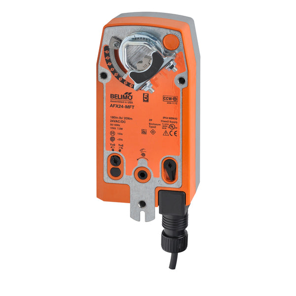 AFX24-MFT - Belimo Actuador de Damper, 2-10Vdc, On/Off, Flotante, 4-20mA, PWM, 24Vac, 24Vdc