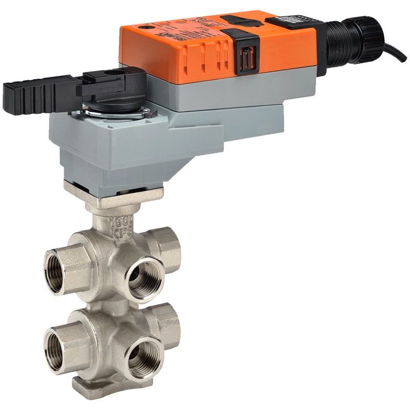 B320-490-470+LRB24-SR - Válvula Belimo, Caracterizada, 6 Vías, 3/4in, 2-10Vdc, 24Vac, 24Vdc