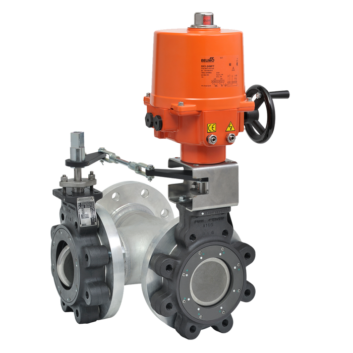 F7150-150SHP+SY4-110 - Valvula de Mariposa Belimo, 3 Vias, 6in, On/Off, Flotante, 120Vac