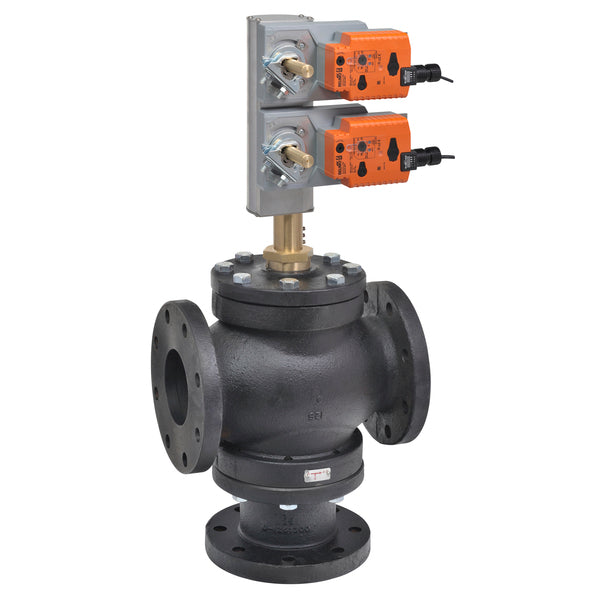 G7100+2*GMX24-MFT-X1 - Válvula de Globo Belimo, 3 Vias, 4in, 2-10Vdc, On/Off, Flotante, 4-20mA, PWM, 24Vac, 24Vdc
