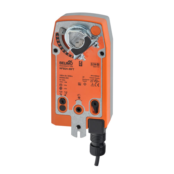 NFB24-MFT - Belimo Actuador de Damper, 2-10Vdc, On/Off, Flotante, 4-20mA, PWM, 24Vac, 24Vdc