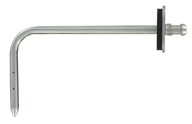 Punta de presión estática de acero inoxidable 303 con brida de montaje, para tubería de plástico o de goma de 3/16" de diámetro interno. 4" de profundidad de inserción, incluye tornillos de montaje