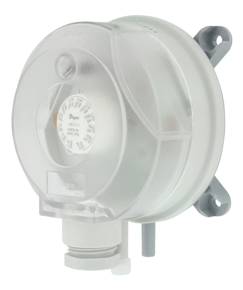 Interruptor de presión diferencial ajustable, rango de punto de ajuste de 4.00 a 16.00" columna de agua, conexión M20.