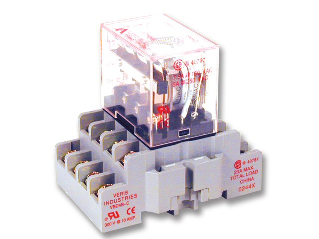 Relay & Socket Kit, 4PDT - C w/- C  Socket, 120VAC